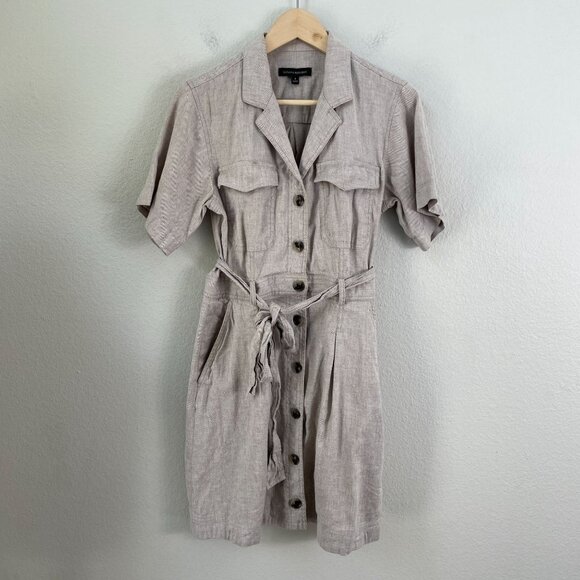 Banana Republic Womens 4 Linen Cotton Utility Dress Button Up Short Sleeve - Picture 8 of 13